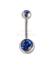 Load image into Gallery viewer, Double Gem Titanium Belly Bars | Hypoallergenic Belly Piercing Jewelry