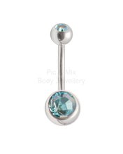 Load image into Gallery viewer, Double Gem Titanium Belly Bars | Hypoallergenic Belly Piercing Jewelry