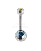 Load image into Gallery viewer, Double Gem Titanium Belly Bars | Hypoallergenic Belly Piercing Jewelry