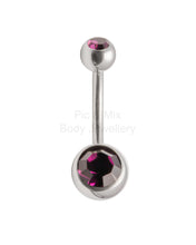 Load image into Gallery viewer, Double Gem Titanium Belly Bars | Hypoallergenic Belly Piercing Jewelry