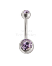 Load image into Gallery viewer, Double Gem Titanium Belly Bars | Hypoallergenic Belly Piercing Jewelry