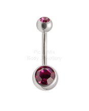 Load image into Gallery viewer, Double Gem Titanium Belly Bars | Hypoallergenic Belly Piercing Jewelry