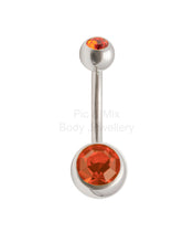 Load image into Gallery viewer, Double Gem Titanium Belly Bars | Hypoallergenic Belly Piercing Jewelry