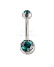 Load image into Gallery viewer, Double Gem Titanium Belly Bars | Hypoallergenic Belly Piercing Jewelry