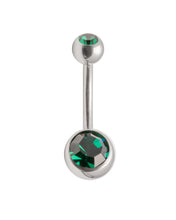 Load image into Gallery viewer, Double Gem Titanium Belly Bars | Hypoallergenic Belly Piercing Jewelry