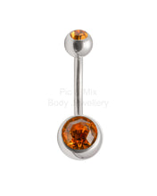 Load image into Gallery viewer, Double Gem Titanium Belly Bars | Hypoallergenic Belly Piercing Jewelry