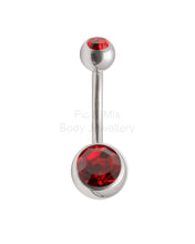 Load image into Gallery viewer, Double Gem Titanium Belly Bars | Hypoallergenic Belly Piercing Jewelry
