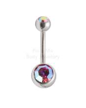 Load image into Gallery viewer, Double Gem Titanium Belly Bars | Hypoallergenic Belly Piercing Jewelry