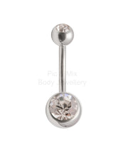 Load image into Gallery viewer, Double Gem Titanium Belly Bars | Hypoallergenic Belly Piercing Jewelry