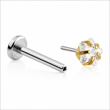 Load image into Gallery viewer, Initial Piercing - Gold Pvd CZ Star or Heart Labret 4mm