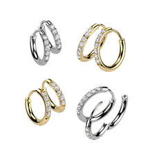 Load image into Gallery viewer, Titanium Hinged Hoop Earrings With CNC Set Moissanite