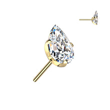 Load image into Gallery viewer, Implant Grade Titanium Threadless Push In Prong Set Teardrop CZ Labret