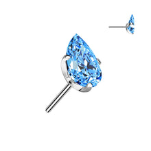 Load image into Gallery viewer, Implant Grade Titanium Threadless Push In Prong Set Teardrop CZ Labret