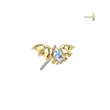 Load image into Gallery viewer, Titanium Threadless Push In Bat Labret With Teardrop CZ Center
