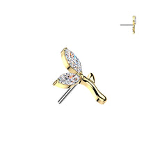 Load image into Gallery viewer, Titanium Threadless Push In 2 Marquise CZ Sprout
