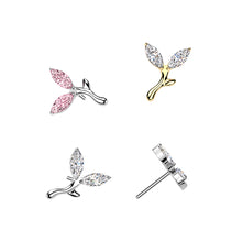 Load image into Gallery viewer, Titanium Threadless Push In 2 Marquise CZ Sprout