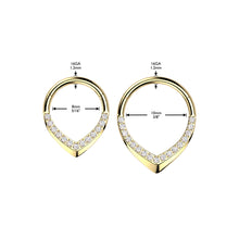 Load image into Gallery viewer, Implant Grade Titanium Hinged CNC CZ Pave Teardrop Segment Hoop Ring
