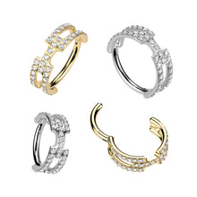 Load image into Gallery viewer, Titanium Hinged Chain Link Segment Hoop Ring With Pave CNC Set CZ