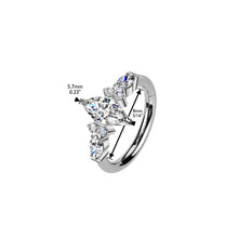 Load image into Gallery viewer, Marquise CZ Center Hinged Segment Hoop Ring With Outward Facing and Sides