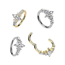 Load image into Gallery viewer, Marquise CZ Center Hinged Segment Hoop Ring With Outward Facing and Sides