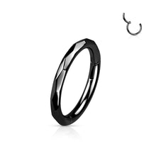 Load image into Gallery viewer, Implant Grade Titanium Hinged Segment Hoop Ring With Faceted Side 1.2x10mm