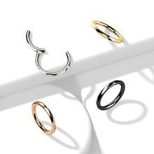 Load image into Gallery viewer, Implant Grade Titanium Hinged Segment Hoop Ring With Faceted Side 1.2x10mm