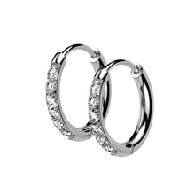 Load image into Gallery viewer, Titanium Hinged Hoop Earrings With CNC Set Moissanite