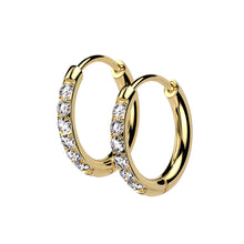 Load image into Gallery viewer, Titanium Hinged Hoop Earrings With CNC Set Moissanite
