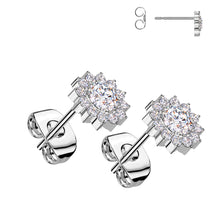 Load image into Gallery viewer, Implant Grade Titanium CZ Flower Earrings