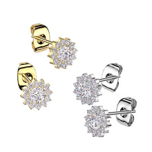 Load image into Gallery viewer, Implant Grade Titanium CZ Flower Earrings