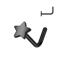 Load image into Gallery viewer, Implant Grade Titanium L Bend Nose Ring With Flat Star Top
