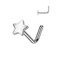 Load image into Gallery viewer, Implant Grade Titanium L Bend Nose Ring With Flat Star Top