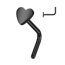 Load image into Gallery viewer, Implant Grade Titanium L Bend Nose Ring With Flat Heart Top