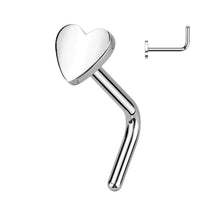Load image into Gallery viewer, Implant Grade Titanium L Bend Nose Ring With Flat Heart Top