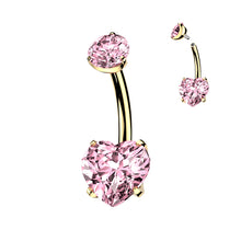 Load image into Gallery viewer, Implant Grade Titanium Heart CZ Belly Button Ring | Internally Threaded