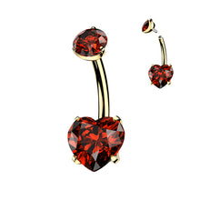 Load image into Gallery viewer, Implant Grade Titanium Heart CZ Belly Button Ring | Internally Threaded
