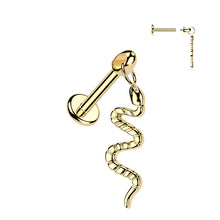 Load image into Gallery viewer, Hidden Helix Labret With Snake Dangle 1.2x6mm