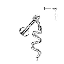 Load image into Gallery viewer, Hidden Helix Labret With Snake Dangle 1.2x6mm