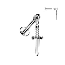 Load image into Gallery viewer, Hidden Helix Labret With Dagger Dangle 1.2x6mm