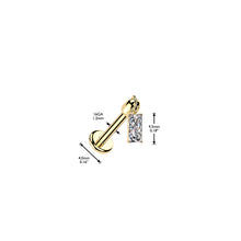 Load image into Gallery viewer, Hidden Helix Labret With Crescent CZ Baguette Dangle 1.2x6mm