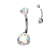 Load image into Gallery viewer, Crystal Claw Set Titanium Belly Bar | Hypoallergenic Navel Piercing Jewelry