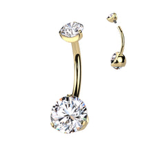 Load image into Gallery viewer, Crystal Claw Set Titanium Belly Bar | Hypoallergenic Navel Piercing Jewelry