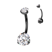 Load image into Gallery viewer, Crystal Claw Set Titanium Belly Bar | Hypoallergenic Navel Piercing Jewelry