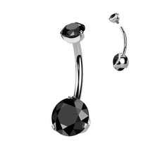 Load image into Gallery viewer, Crystal Claw Set Titanium Belly Bar | Hypoallergenic Navel Piercing Jewelry