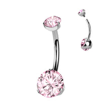 Load image into Gallery viewer, Crystal Claw Set Titanium Belly Bar | Hypoallergenic Navel Piercing Jewelry