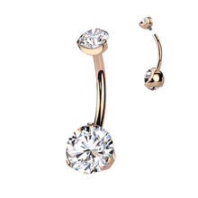 Load image into Gallery viewer, Crystal Claw Set Titanium Belly Bar | Hypoallergenic Navel Piercing Jewelry