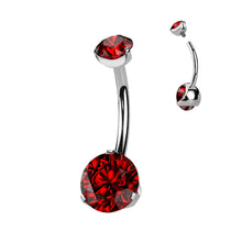 Load image into Gallery viewer, Crystal Claw Set Titanium Belly Bar | Hypoallergenic Navel Piercing Jewelry