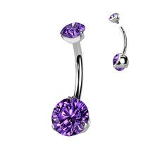 Load image into Gallery viewer, Crystal Claw Set Titanium Belly Bar | Hypoallergenic Navel Piercing Jewelry