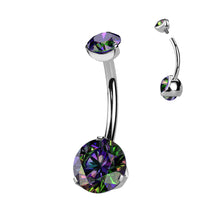 Load image into Gallery viewer, Crystal Claw Set Titanium Belly Bar | Hypoallergenic Navel Piercing Jewelry