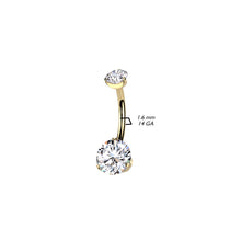 Load image into Gallery viewer, Crystal Claw Set Titanium Belly Bar | Hypoallergenic Navel Piercing Jewelry